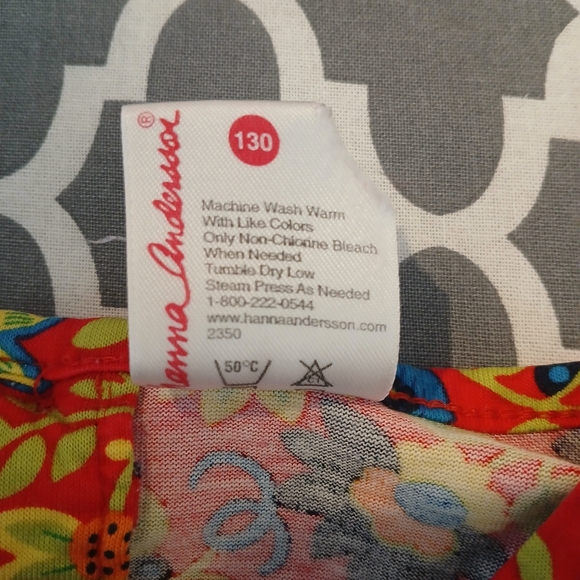 Hanna Anderson Girl's Red Floral Long Sleeve Knit Dress US Size 8 - Picture 6 of 6